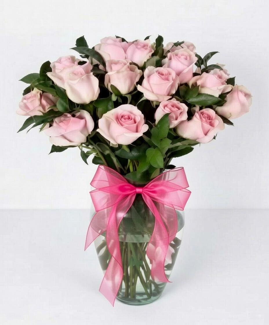 Jarrón 24 Rosas Rosa